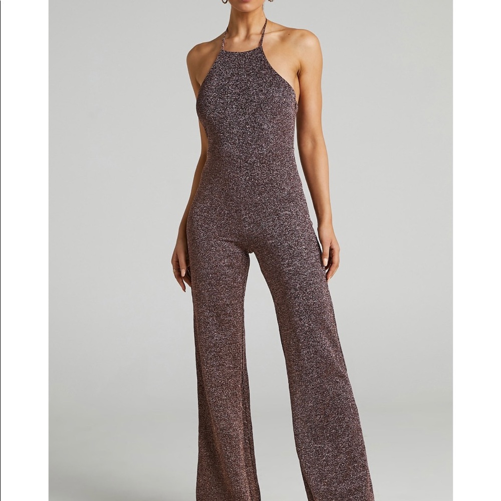 Brand new, tags on. Chocolate shimmery jumpsuit.